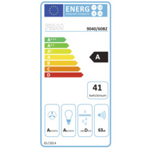 Hotte aspirante PKM 9040 60BZ étiquette énergie UE avec classe d efficacité énergétique A et 41 kilowattheures par an