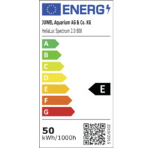 EU Energieeffizienzlabel fuer Juwel HeliaLux Spectrum 2.0 800 Aquariumleuchte mit Energieeffizienzklasse E und Verbrauch von 50 kWh pro 1000 Stunden