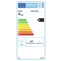 Étiquette énergie pour chauffe-eau instantané Clage de classe énergétique A et niveau sonore de 15 décibels