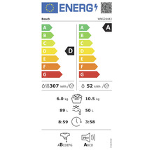 Étiquette énergie UE pour lave-linge séchant Bosch modèle WNG24443 avec classes énergétiques A et D.