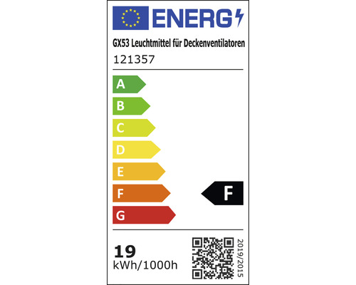 Étiquette énergétique pour lampe GX53 pour ventilateurs de plafond