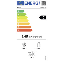 Réfrigérateur-congélateur Bosch KGE39ALCA lxhxp 60 x 201 x 65 cm compartiment de réfrigération 249 L compartiment de congélation 94 L argent