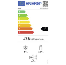 Energielabel PKM KS120.4A+EB mit Energieeffizienzklasse F, 178 kWh/annum, 14 Liter Gefrierfachvolumen, 104 Liter Kühlfachvolumen und 39 Dezibel Lautstärke