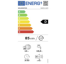 Wolkenstein Energielabel D, 85 Kilowattstunden, 14 Maßgedecke, 10 Liter Wasserverbrauch, 49 Dezibel Lautstärke