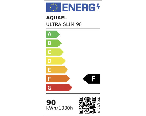 Energielabel Aquael Ultra Slim 90: Energieeffizienzklasse F.