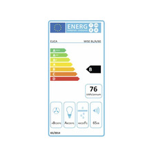 Elica Energielabel für Dunstabzugshaube, Energieeffizienzklasse B, jährlicher Energieverbrauch 76 kWh, Geräuschemission 65 Dezibel