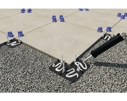 Pose de carrelage avec système de nivellement, mortier et croisillons pour carrelage