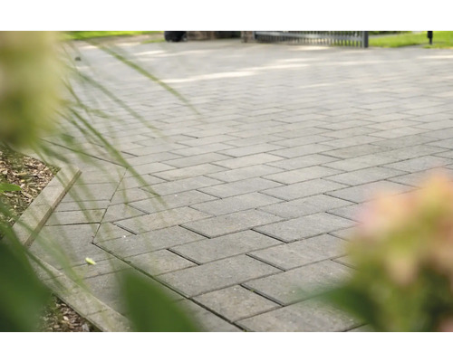 Pflastersteine auf einer Terrasse oder einem Gehweg im Garten