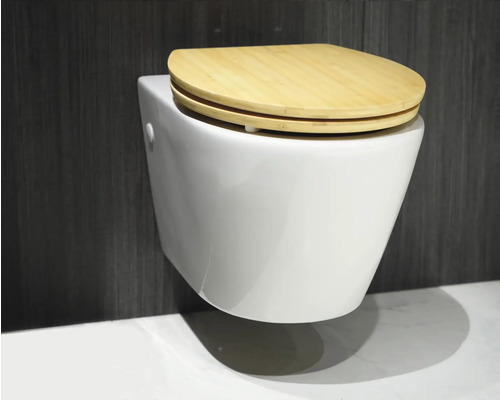 Wand-Tiefspülklosett mit Sitz aus Bambus