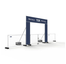 Montant de support pour clôture mobile/clôture trapézoïdale y compris dalle de sol avec collier sans piquet de fixation au sol galvanisé L = 2000 mm
