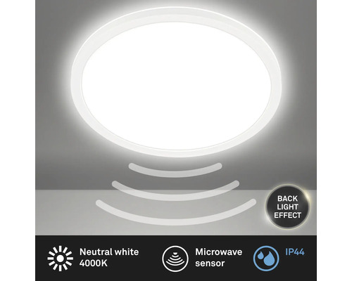 Plafonnier LED rond avec détecteur de micro-ondes et rétroéclairage