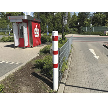 Absperrpoller Stahlrohr Ø 193 mm x 3,6 mm ortsfest für Dübelbefestigung weiß-rot H = 1000 mm