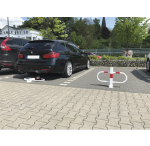 Barrière anticollision pour place de parking réversible avec serrure à cylindre profilé et fixation à l'aide de chevilles blanc-rouge h = 500 mm l = 800 mm
