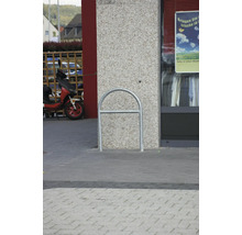 Arceau rond en tube d'acier Ø 48 mm x 2,5 mm à sceller dans du béton galvanisé à chaud vert mousse RAL 6005 l = 460 mm h = 1200 mm