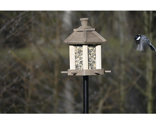 Mangeoire à oiseaux en bois avec support et oiseau volant
