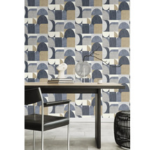Papier peint intissé 866544 Symphony Rétro bleu
