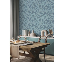 Papier peint intissé 868418 Symphony feuilles turquoise