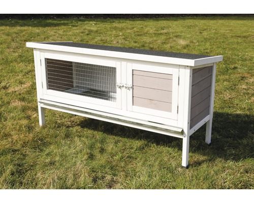 Clapier en bois avec porte grillagée et porte latérale en bois