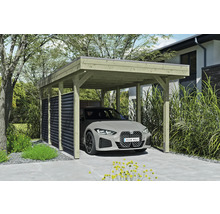 Einzelcarport SKAN HOLZ Friesland-Hybrid inkl. Rückwand/Seitenwand Aluminium, Pfostenanker 314 x 555 cm kesseldruckimprägniert