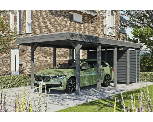 Einzelcarport SKAN HOLZ Friesland-Hybrid inkl. Abstellraum Aluminium, Pfostenanker 314 x 708 cm schiefer Einzelcarport SKAN HOLZ Friesland-Hybrid inkl. Abstellraum Aluminium, Pfostenanker 314 x 708 cm schiefer