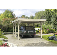 Carport individuel SKAN HOLZ Spessart avec ancre de poteau 355 x 604 cm nature