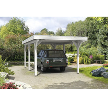 Carport individuel SKAN HOLZ Spessart avec ancre de poteau 355 x 604 cm blanc