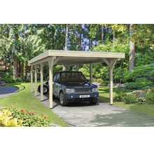 Carport individuel SKAN HOLZ Spessart avec ancre de poteau 355 x 846 cm nature