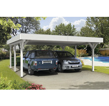 Doppelcarport SKAN HOLZ Spessart inkl. Pfostenanker 611 x 604 cm weiß