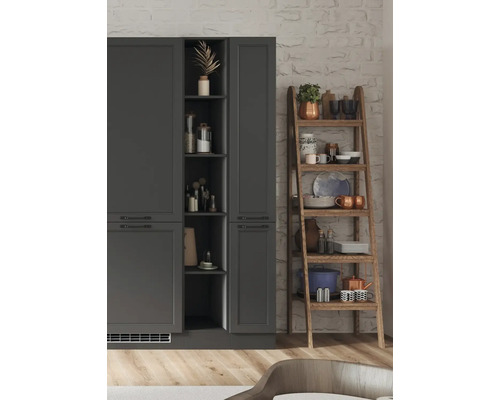 Haut meuble de cuisine avec élément d''étagère et étagère en bois