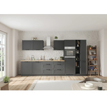 Cuisine complète avec appareils Held Möbel Lübeck 360 cm gris mat démontée variante réversible 1116.6331
