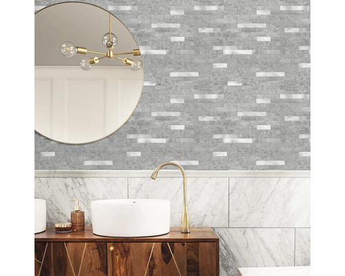 Carrelage mural autocollant Wall Tiles Premium Stone métallique gris argent 30,4 x 30,4 cm 1 pce