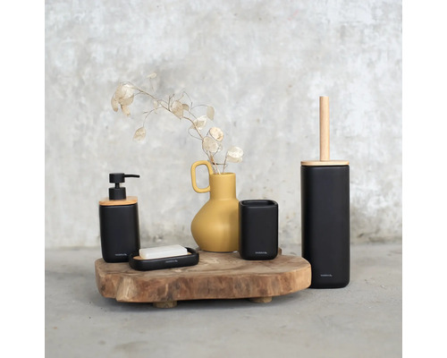 Badezimmer-Accessoires Set mit Seifenspender, Seifenschale, Zahnputzbecher und Toilettenbürste