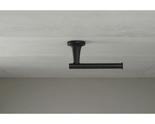 Schwarzer Toilettenpapierhalter zur Deckenmontage