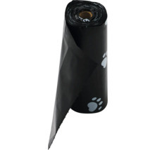 Rolle schwarze Hundekotbeutel mit Pfotenabdruck