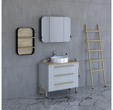 Waschtischunterschrank mit 3 Schubladen Devo Sonet BxHxT 84x75x49 cm structure light grey/Eiche/schwarz