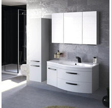 Hängehochschrank mit 1 Tür und Schublade Devo Vena 2.0 links BxHxT 35x150x33 cm pearl grey supermatt Griff schwarz