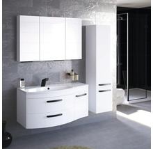 Armoire haute suspendue avec 1 porte et tiroir Devo Vena 2.0 droite lxhxp 35x150x33 cm arctic white haute brillance poignée noire