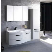 Armoire haute suspendue avec 2 portes Devo Vena 2.0 droite lxhxp 35x150x33 cm pearl grey supermat poignée noire