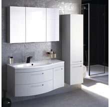 Armoire haute suspendue avec 1 porte et tiroir Devo Vena 2.0 droite lxhxp 35x150x33 cm pearl grey supermat poignée fraisée