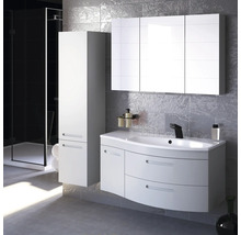Hängehochschrank mit 1 Tür und Schublade Devo Vena 2.0 links BxHxT 35x150x33 cm pearl grey supermatt Griff eingefräst