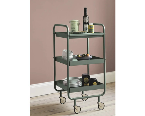 Servierwagen mit drei Ablageflächen und Rollen