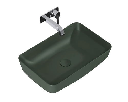 Vasque à poser rectangulaire avec robinet mural