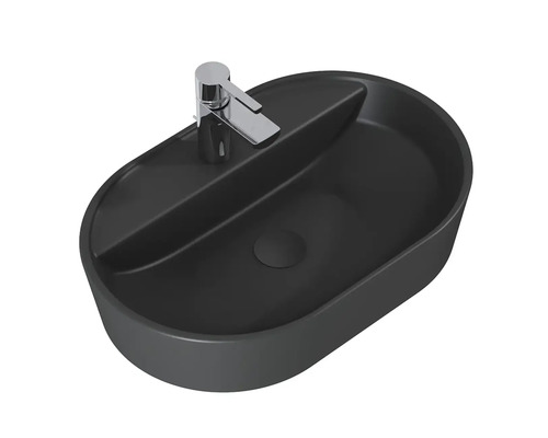 Aufsatzwaschbecken aus Keramik mit Armatur