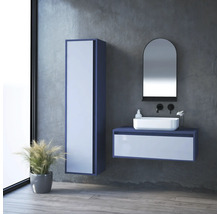 Armoire haute suspendue avec 1 porte Devo Cristal 2.0 gauche lxhxp 40x160x35 cm tyrolean blue/metal blue glass