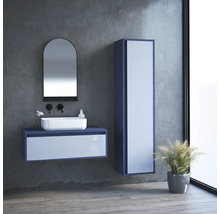 Hängehochschrank mit 1 Tür Devo Cristal 2.0 rechts BxHxT 40x160x35 cm tyrolean blue/metal blue glass