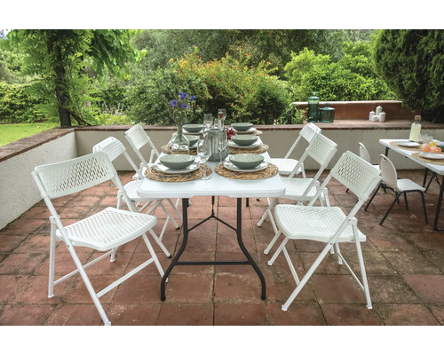 Table De Jardin Pliable BRUBAKER Lugano – 58x58 Cm – Poly Rotin Gris Beige – Métal – Pour Balcon, Terrasse, Camping - 12