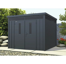 Abri de jardin en métal avec double porte et fenêtres