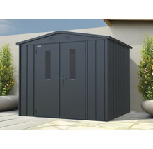 Abri de jardin métallique avec double porte et fenêtres