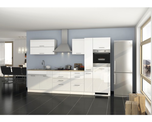 Held Möbel Küchenzeile mit Geräten Mailand 320 cm Frontfarbe weiß hochglanz  Korpusfarbe weiß zerlegt - HORNBACH Luxemburg