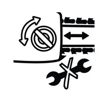 Symbole pour rotation bloquée, mouvement horizontal et pas de réparation.